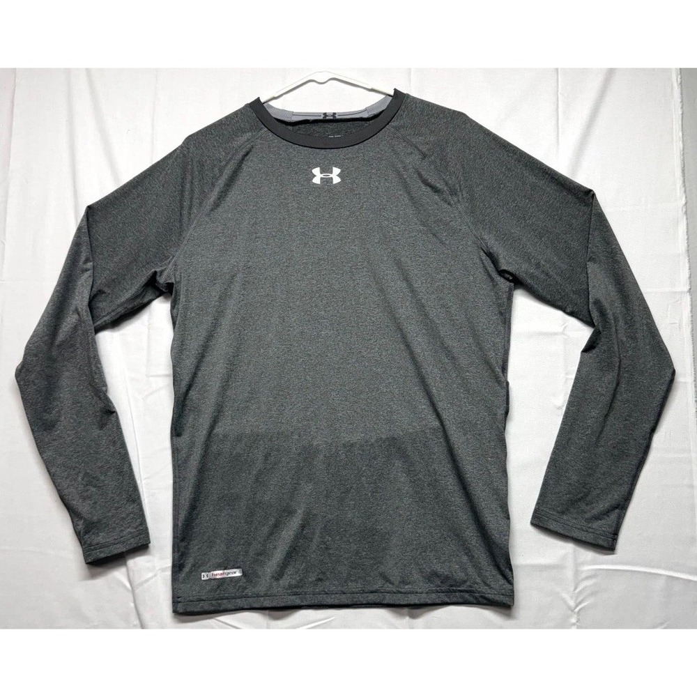 Under Armour Compression Shirt Mens 2XL Gray Cotton Crew Neck HeatGear Outdoor